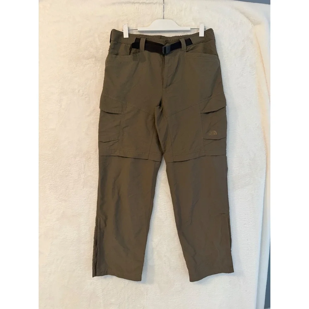 The North Face Mens Medium Convertible Hiking Cargo Pants Olive Zip Off 31